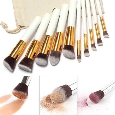 Kit 10 Pinceis maquiagem Kabuki Profissional - Loja MiLady